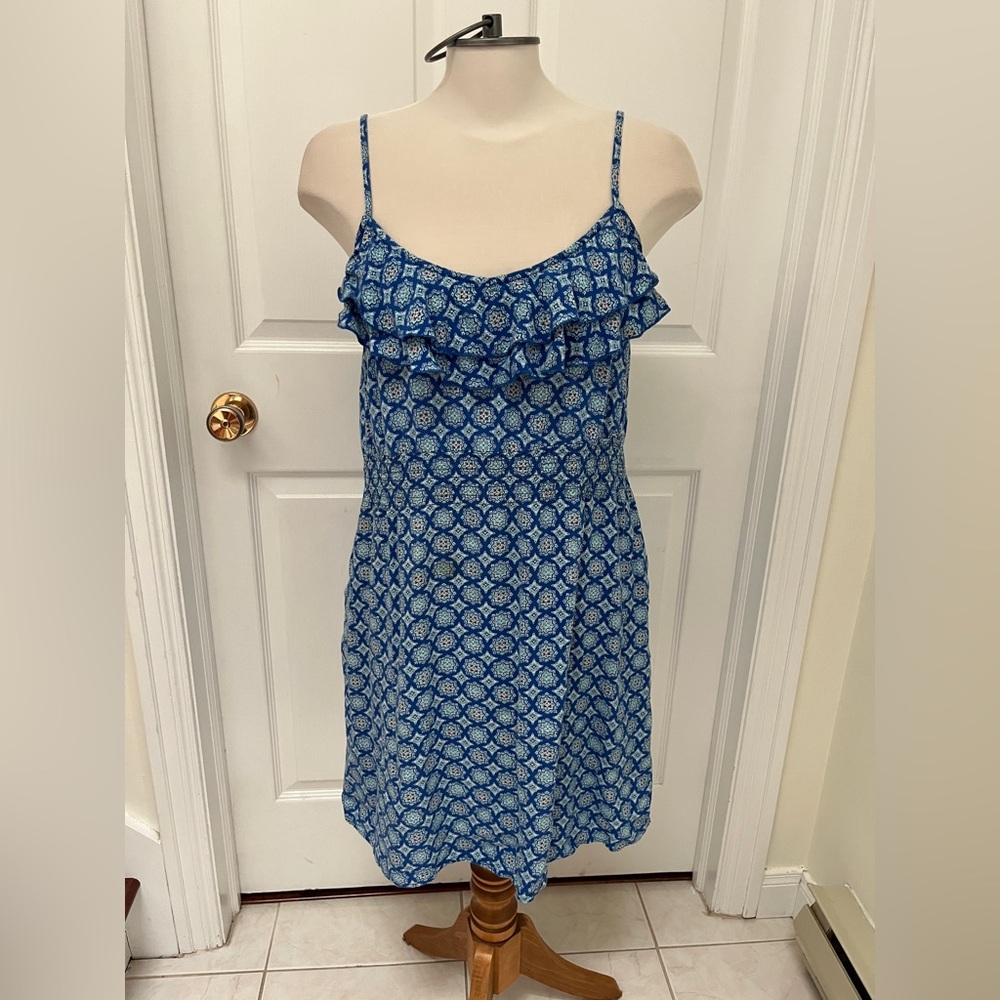 Elle Blue and White Midi Dress